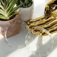 3" Clear Bamboo Earrings