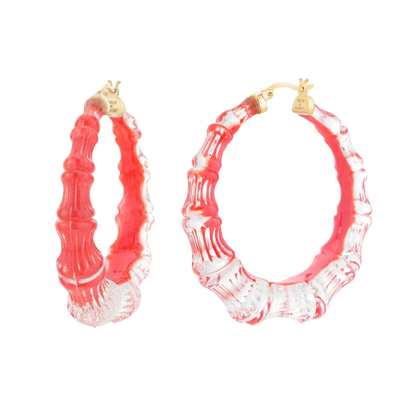 Bamboo Earrings in Frosted Red