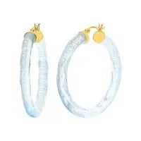 2" Blue Diamond Cut Hoop Earrings